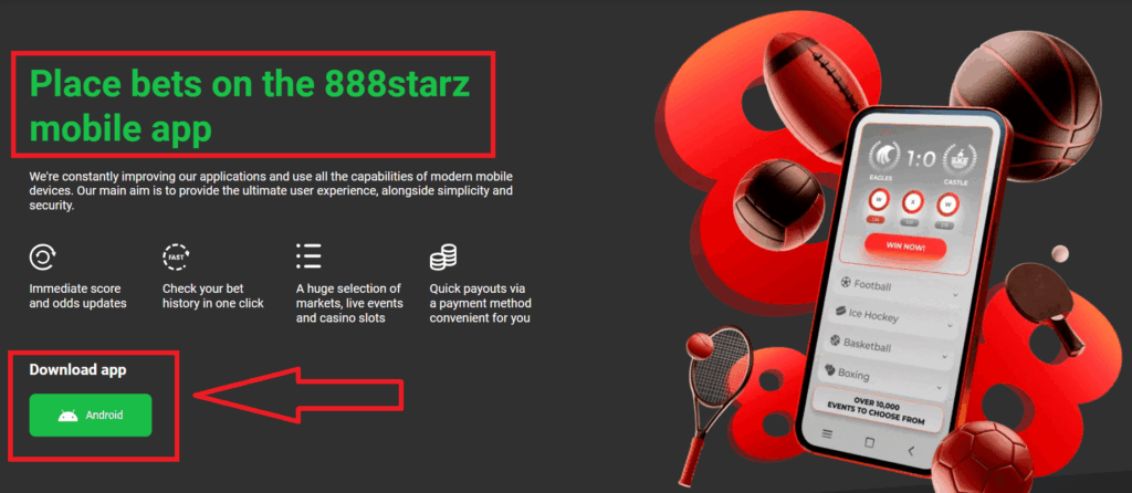 Download 888Starz app
