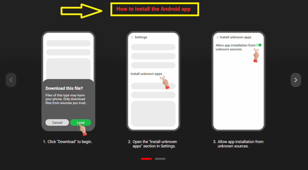 Installing the 888Starz Android software 